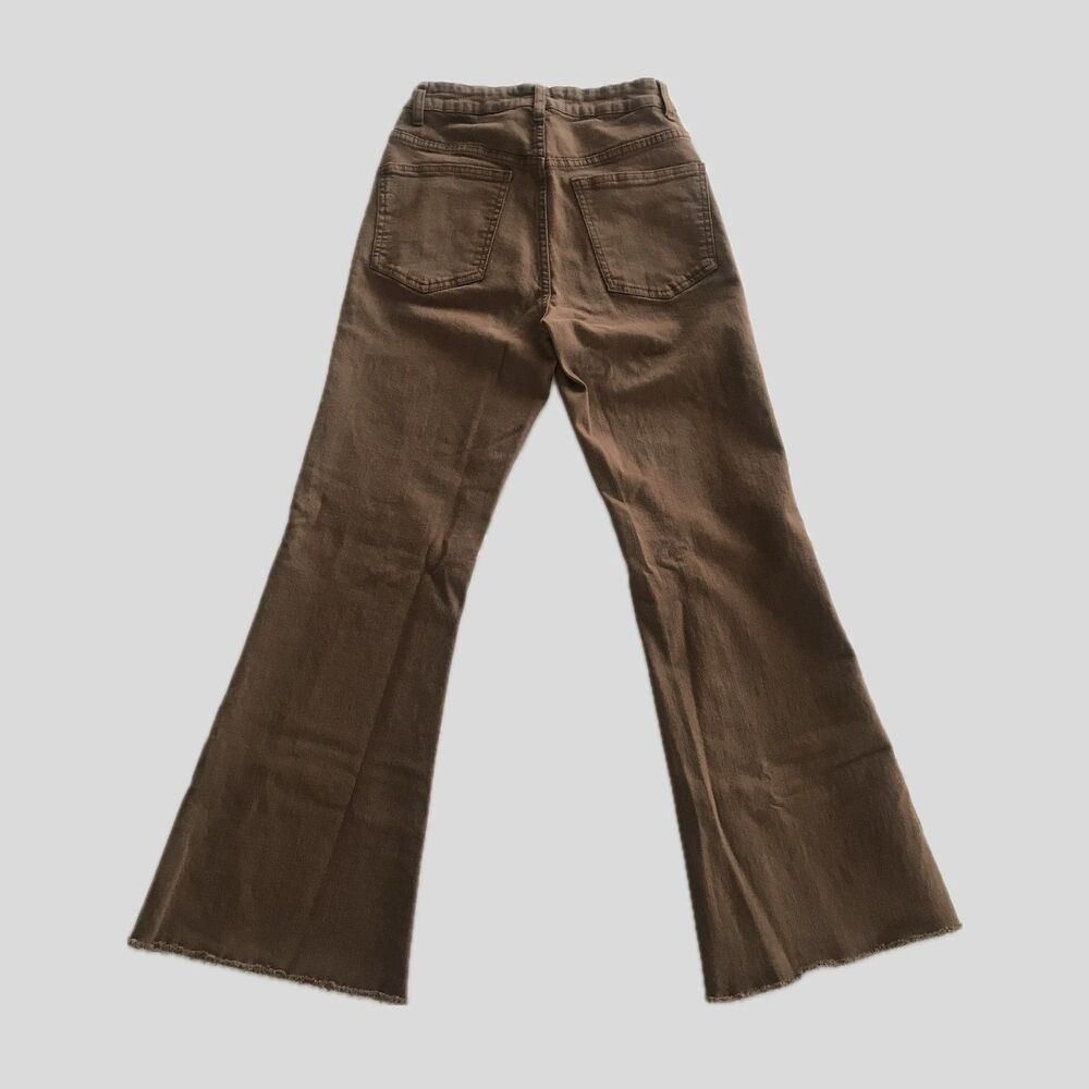 Cotton On Brown Mid Rise Original Flare Bootcut Womens Casual Frayed Hem Jeans 4 - Picture 2 of 7